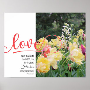 Primavera Tulips Psalm 136 Love Poster
