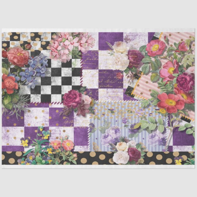 Primavera Whimsy verifica o papel de tecido de dis (Frente )