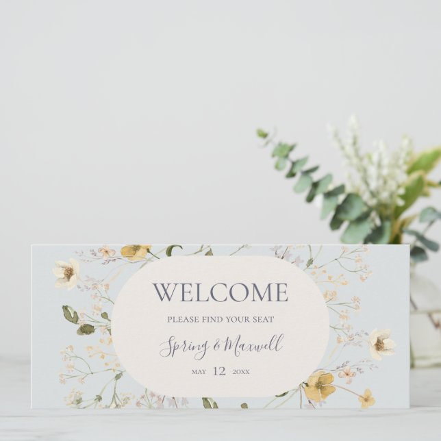 Primavera Wildflower | Quadro de Fixação Azul (Em pé/Frente)