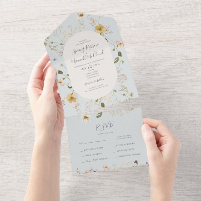 Primavera Wildflower | Selo Azul Claro E Envio (Aba destacável)