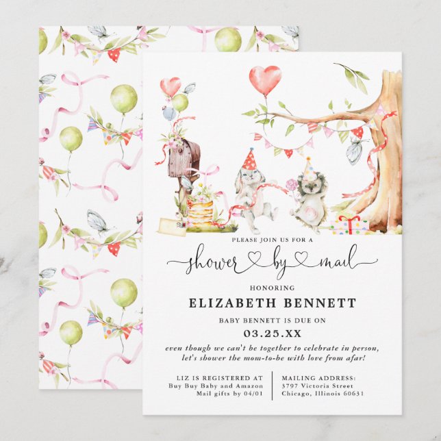 Primavera Woodland Animal Chá de fraldas por Corre (Frente/Verso)