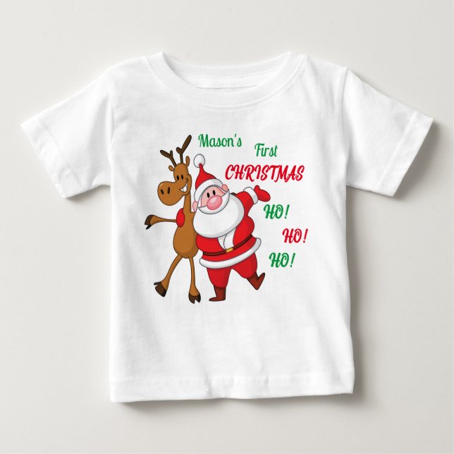 Primeira camiseta de bebê de Natal (Frente)