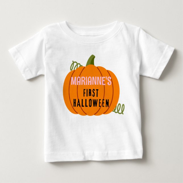 Primeira camiseta de Halloween, personalize o nome (Frente)