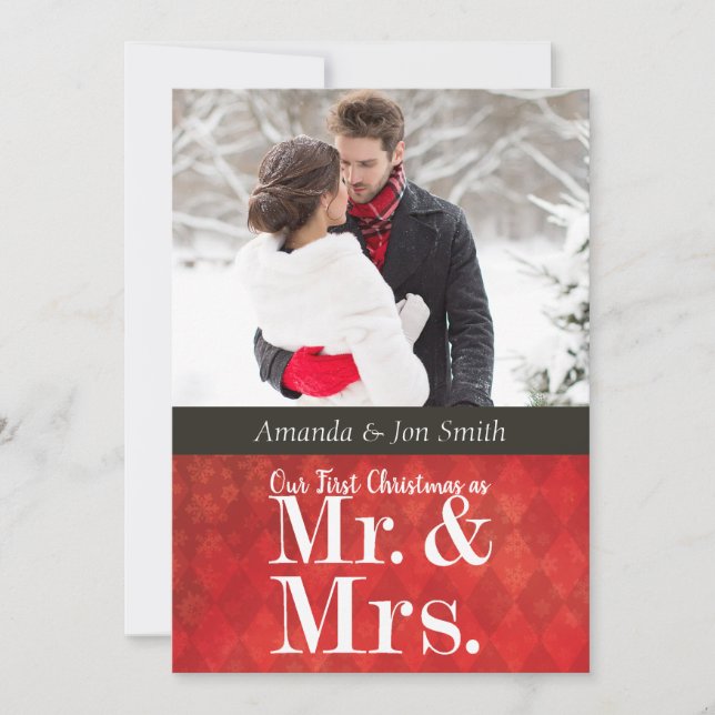 Primeira Cartão com fotos de Natal de Newlyws (Frente)