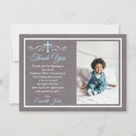 Primeira Cinza Azul Cartões de agradecimentos Comu