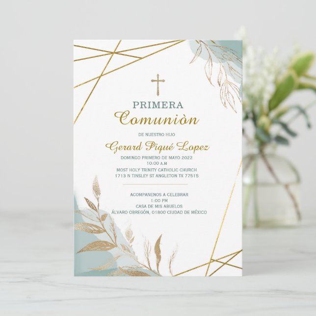 Primeira comunhão convite imprimível convite (Em pé/Frente)