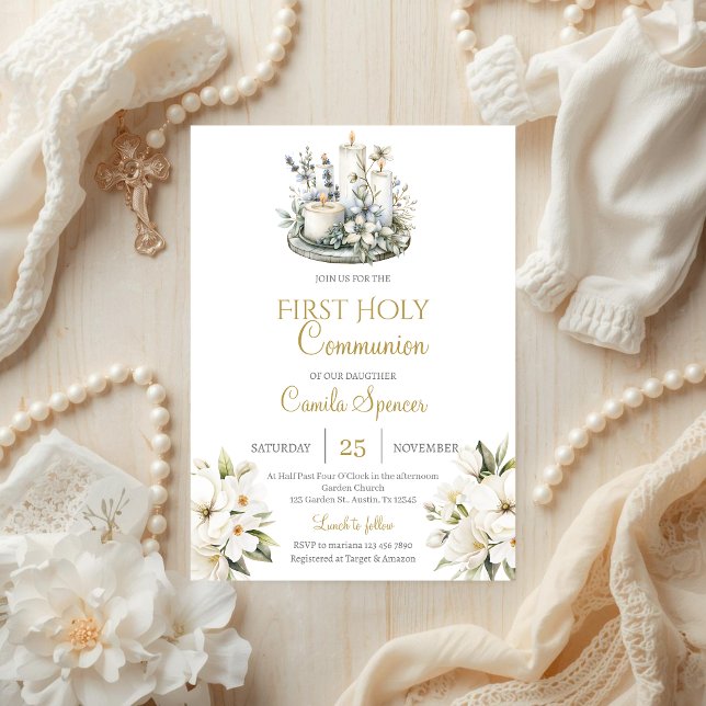 Primeira Comunhão floral para convite de menina (Criador carregado)