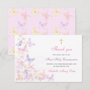Primeira Comunhão Menina Borboleta Rosa Obrigada