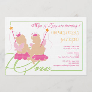 Primeira Convite de aniversário de Garotas Gêmeas