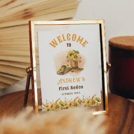 Primeira Festa de aniversário Rodeo Cowboy Poster 