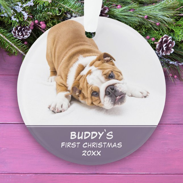 Primeira Lavanda de Natal Puppy Ornamento de Foto  (Criador carregado)