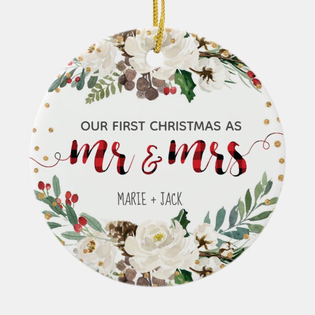 Primeira Neve do Ornamento de Natal Personalizada (Frente)