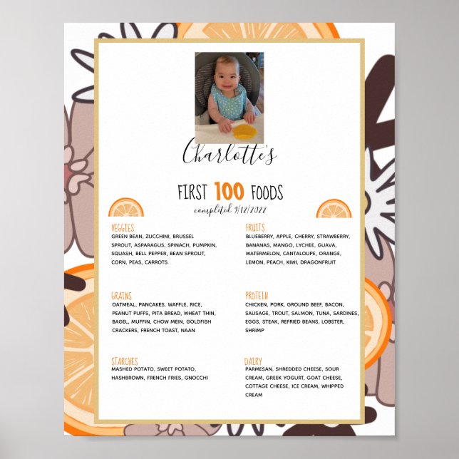 Primeira Poster de Desmame de Bebê Comida 100 (Frente)