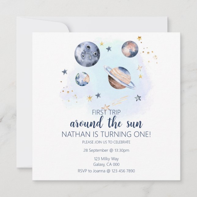 Primeira Viagem Em Torno Do Convite Sun Aniversári (Frente)