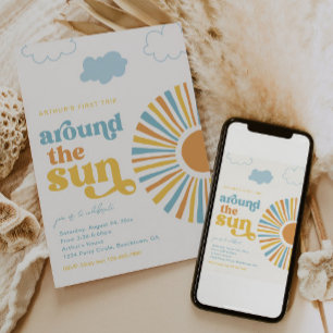 Primeira Viagem Em Torno Do Convite Sun Aniversári