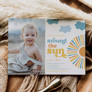 Primeira Viagem Em Torno Do Convite Sun Aniversári