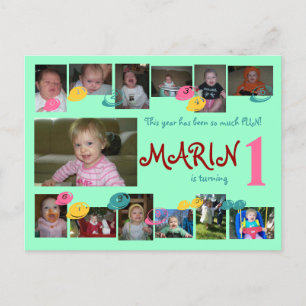 Primeiro aniversario 12 meses de cartão da foto