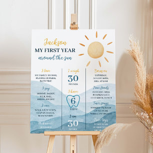 Primeiro aniversario Azul Pequeno Sol Poster