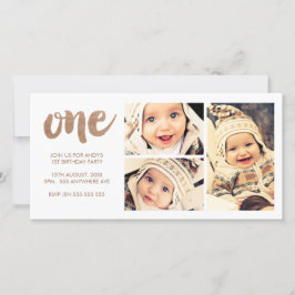 Primeiro aniversario Bronze Cartões de fotos Branc