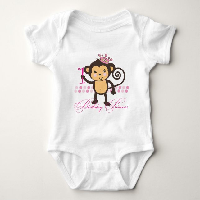 Primeiro Aniversário Camisa Princesa Macaco (Frente)