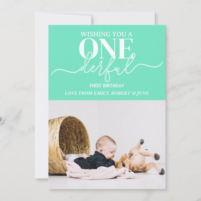 Primeiro aniversário Cartão de Tipografia Maravilh (Frente)