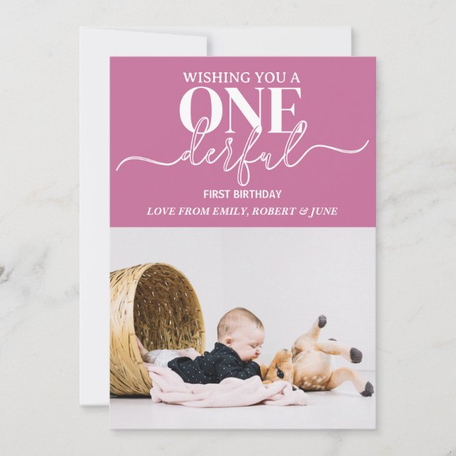 Primeiro aniversário Cartão de Tipografia Maravilh (Frente)