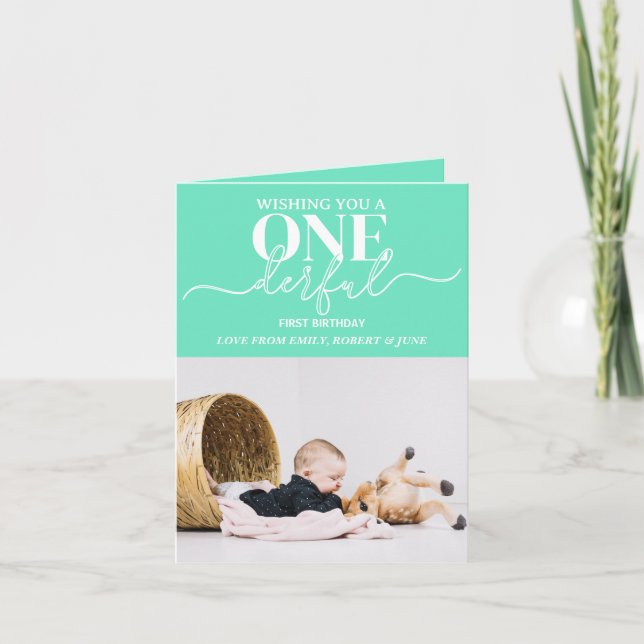 Primeiro aniversário Cartão de Tipografia Maravilh (Frente)