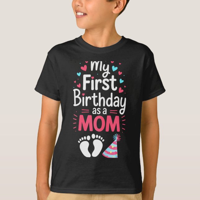 Primeiro aniversário como camisa de mãe mulheres m (Frente)