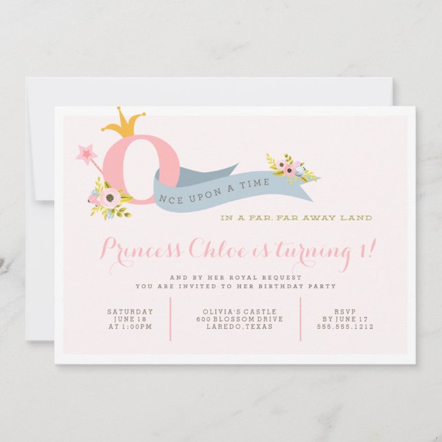 primeiro aniversario Convite de festas Princesa (Frente)