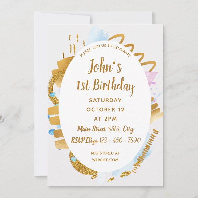 primeiro aniversario - Convite para Detalhes do Ou (Frente)