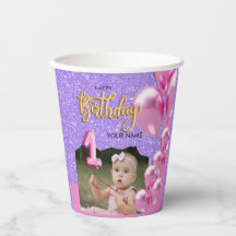 Primeiro Aniversário de Bebê Menina Design de Foto