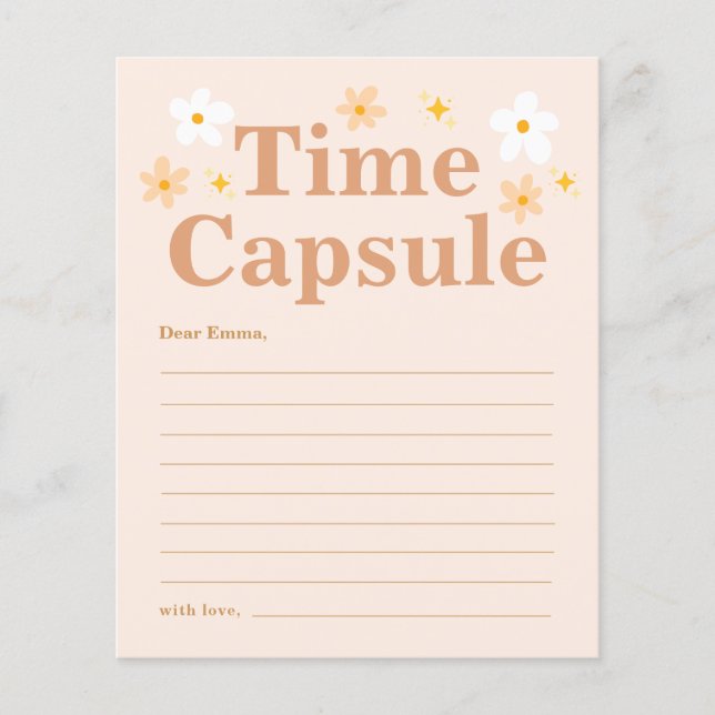 Primeiro aniversario de Boho Retro Daisy Time Cart (Frente)