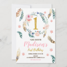 Primeiro aniversario de Boho Tribal Convite para M