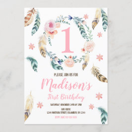 Primeiro aniversario de Boho Tribal Convite para M