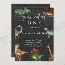 Primeiro aniversario de convite para um dinossauro