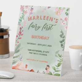 Primeiro Aniversário de Fada Floresta Aquarela Cog
