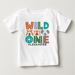 primeiro aniversario de Tema Selvagem Uma Camiseta