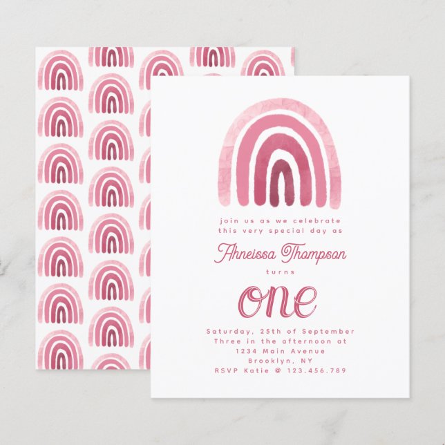 Primeiro Aniversário do Boho Rosa-Rosa-Rosa (Frente/Verso)