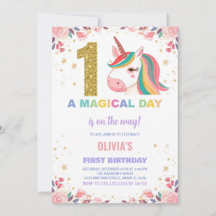 Primeiro Aniversário do Unicórn Convites de Aniver