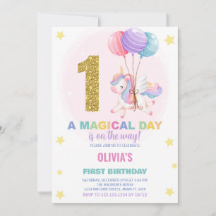 Primeiro Aniversário do Unicórn Convites de Aniver