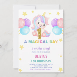 Primeiro Aniversário do Unicórn Convites de Aniver