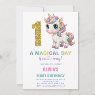 Primeiro Aniversário do Unicórn Convites de Aniver