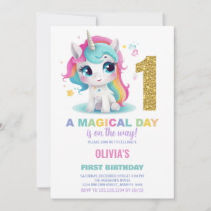 Primeiro Aniversário do Unicórn Convites de Aniver