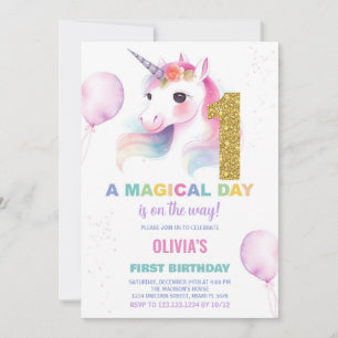 Primeiro Aniversário do Unicórn Convites de Aniver