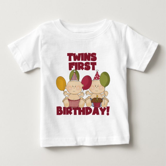 Primeiro aniversario gêmeos - Camisetas e presente (Frente)