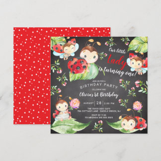 Primeiro aniversario Lady Ladybug Adorável Convite
