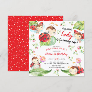 Primeiro aniversario Lady Ladybug Adorável Convite