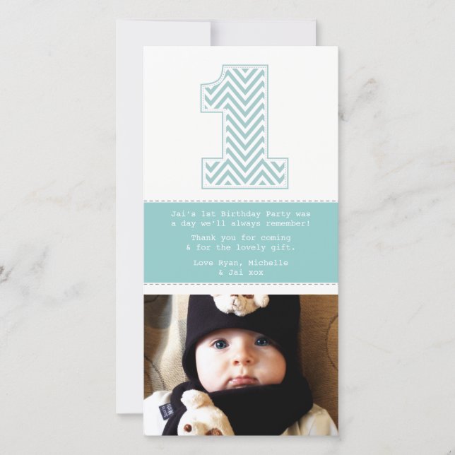 Primeiro aniversario Neném 1 Obrigado Cartão com f (Frente)