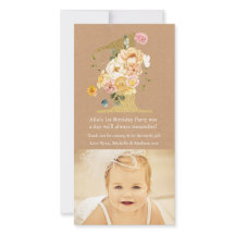 Primeiro aniversario Neném 1 Obrigado Cartão com f