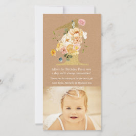 Primeiro aniversario Neném 1 Obrigado Cartão com f